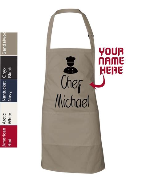 Custom Chef Apron With Chef Clipart And Your Name Personalized Etsy
