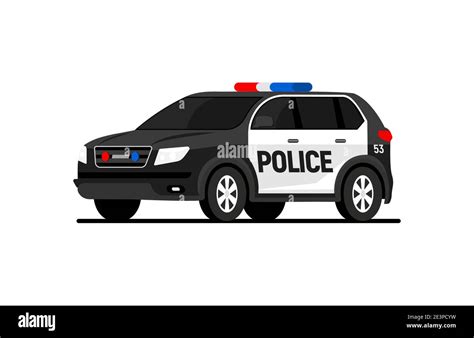 Police Car Truck Suv Security Overhead Cartoon American Police Cruiser