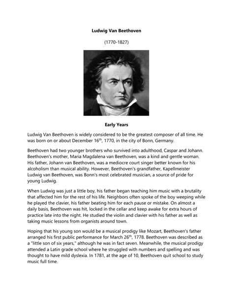 Ludwig Van Beethoven Biography