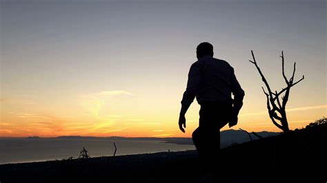Young Man Climbing On Hills Enjoy Sunset Stock Footage Sbv 306375759