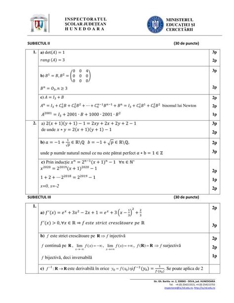 Modele Simulare Bac 2020 Matematica Clasele A 12 A și A 11 A Mate