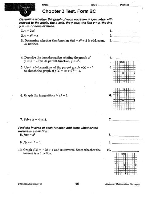 10 Chapter 1 Test Form 2c Answers Algebra 2 Grahaminness