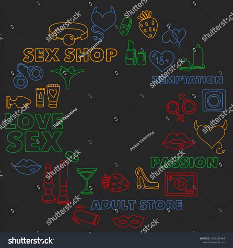 Vector Set Sex Shop Icons Erotic Stock Vector Royalty Free 1365215864