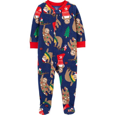 Carters Toddler Boys Sloth 1 Piece Holiday Pajama Little Boys 2t 7