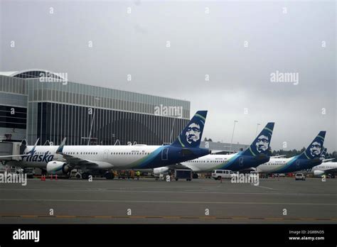 Alaska Airlines Planes At The N Gates Of The North Terminal At Seattle