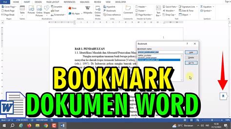 Cara Membuat Bookmark Di Dokumen Word Youtube