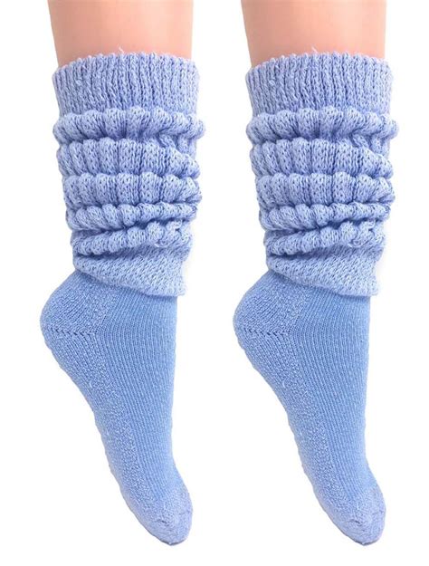 Aws American Made Extra Long Heavy Slouch Socks Light Blue Pair