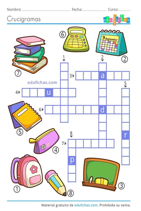 Crucigramas Fáciles Para Niños Materiales Educativos Para Maestras