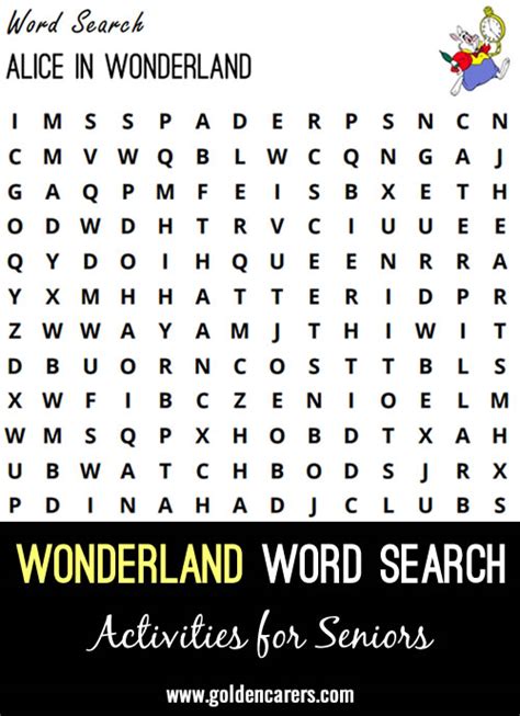 Alice In Wonderland Word Search