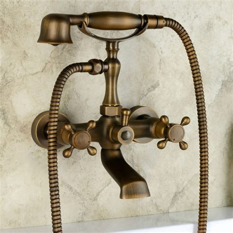 Chester Classic Style Antique Brass Wall Mount Clawfoot Tub Filler With