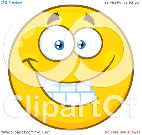 Clipart Of A Cartoon Grinning Yellow Emoji Smiley Face Royalty Free