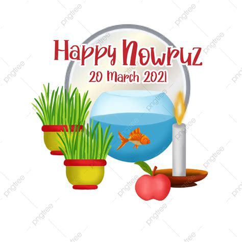 Happy Nowruz With Mirror And Fishbow Nowruz Food Card Png And Vector