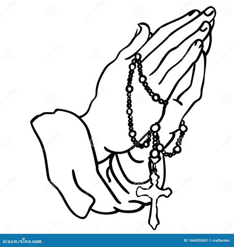 praying hands rosary vector