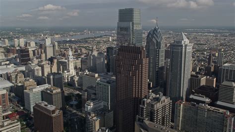 48k Stock Footage Aerial Video Of Philadelphia City Hall And Tall