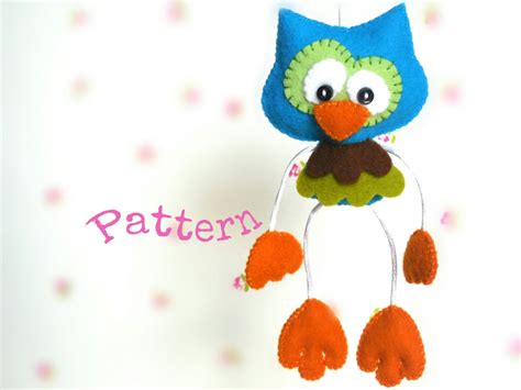 skinny owl pdf sewing pattern cute owl toy diy felt owl etsy