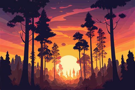 Abstract Forest Landscape Illustration Vector Graphic 17780956 Vector