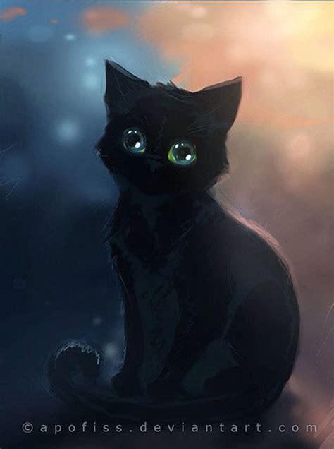 Apofiss Cats Illustration Black Cat Art Cute Animal Drawings