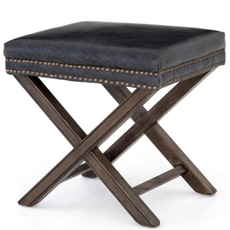 While the palace and its court dressed lavishly. Remy Modern Grey Stud Leather Wood Ottoman | Kathy Kuo Home