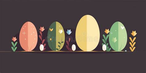 Happy Easter Banner Easter Sunday Bunny Egg Modern Illustration Stock