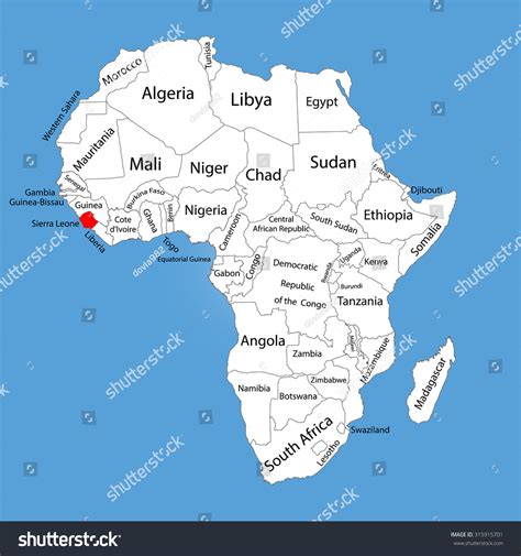 Sierra Leone Vector Map Silhouette Isolated เวกเตอร์สต็อก ปลอดค่า