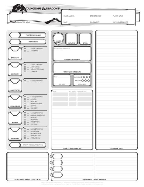 D D 5e Character Sheet Pdf Printable That Are Bright Russell Website