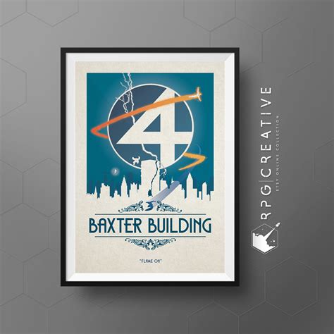 Fantastic 4 Baxter Building Marvel Movie Poster Etsy