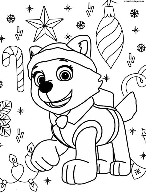 Christmas Coloring Pages Paw Patrol Print A4 Wonder Day — Coloring