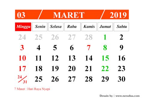 Download Kalender 2019 Pdf Masehi 1440 Hijriyah Lengkap Neradua
