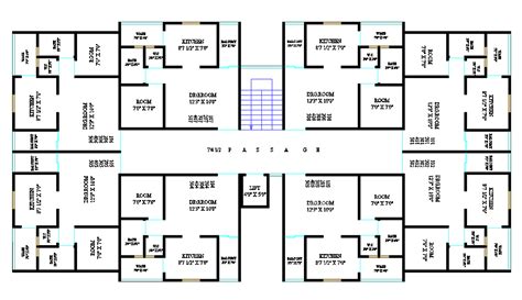 Bhk Apartment Cluster Layout Plan With Basement Parking Design Cadbull
