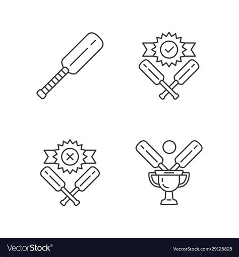 Cricket Championship Linear Icons Set Sport Vector Image