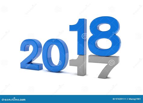 3d Render New Year 2018 Change Concept Blue Stock Illustration