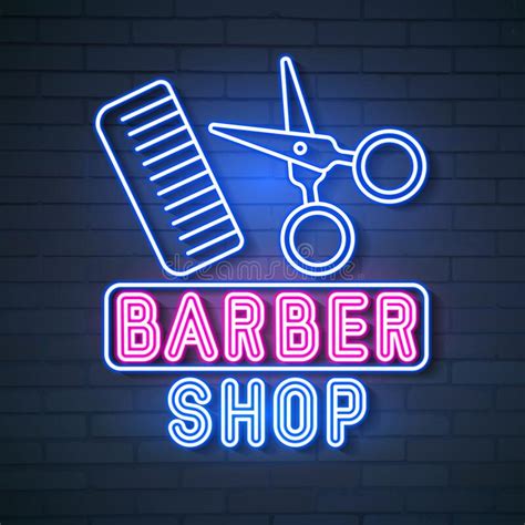 Vector Of Logo Neon Sign Barber Shop For Your Design For Stock Vector