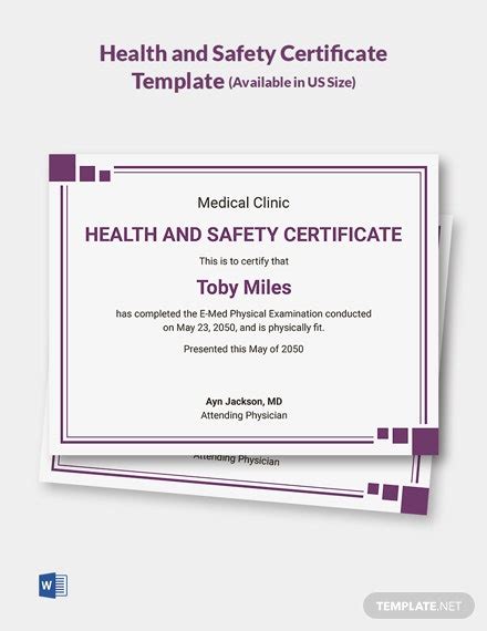 12 Health And Safety Certificate Templates Free Downloads