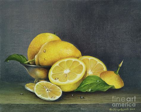 Still Life Lemons Painting By Mexak Xazaryan