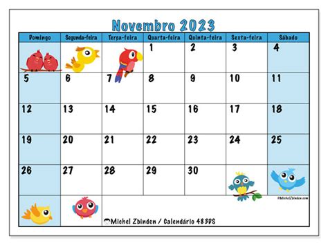 Calendário De Novembro De 2023 Para Imprimir “483ds” Michel Zbinden Pt