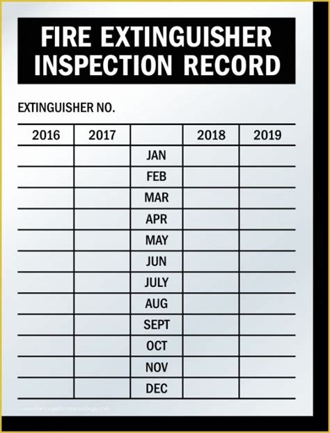 The Fire Extinguisher Inspection Record Is Shown In Black And White With Yellow Border