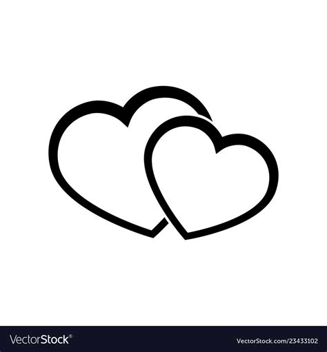 Two Hearts Line Icon On White Background Vector Image