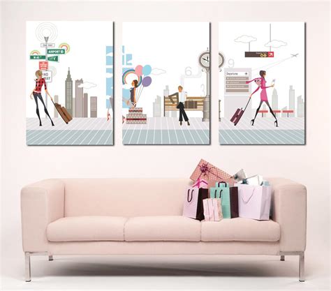 3 Piece Canvas Art Ladies Abstract Art Modern Wall Decor Modern Office Wall Painting Pink Canvas