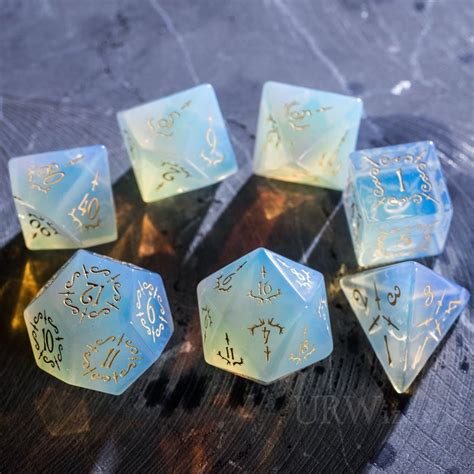 Full Set Opalite Polyhedral Dice Set Gemstone Dnd Dice Set Etsy