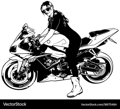 woman biker on motorcycle royalty free vector image