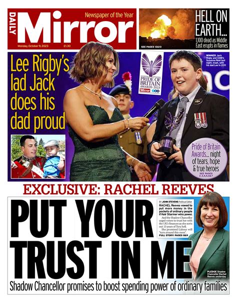 Daily Mirror Front Page 9th Of October 2023 Tomorrow S Papers Today