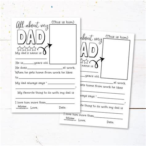 Fathers Day Fill In Printable Fill In The Blank Fathers Etsy In 2021