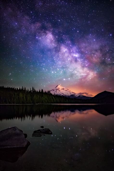 The Milky Way Galaxy As Drifts Beyond Mt Hood As Seen