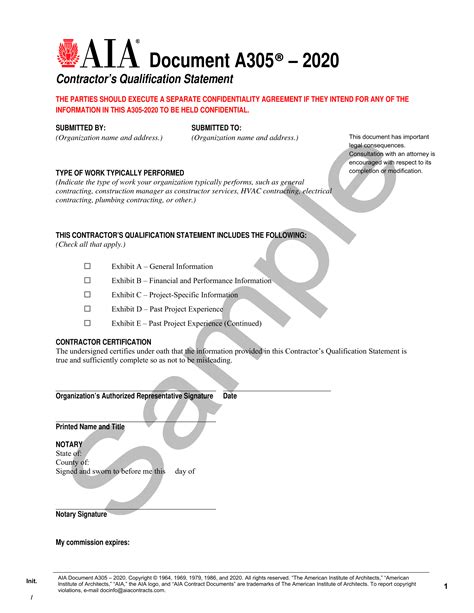 Aia A Contractors Qualification Statement