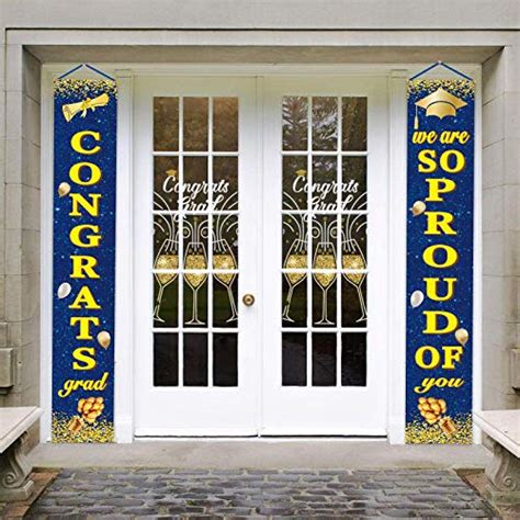 Wenwell Gold And Royal Blue Graduation Porch Party Decorationscongrats
