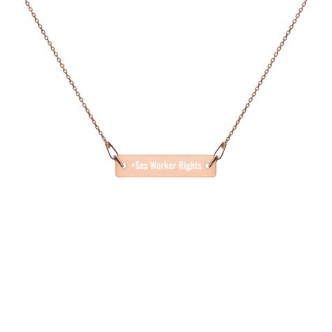 Sex Worker Rights Engraved Silver Bar Chain Necklace