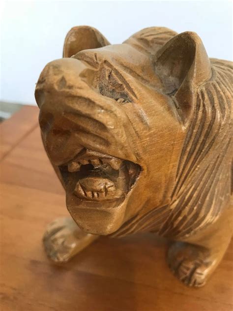 Vintage Hand Carved Wood Lion / Wooden Lion Statue / Figurine | Etsy