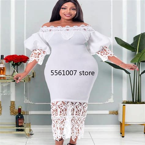 African White Lace Dresses Women Evening Gowns Off Shoulder Sexy Bodycon Dress Wedding Party