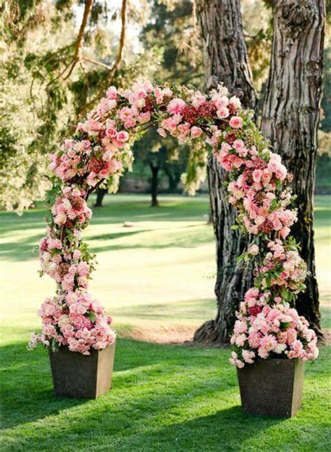 Gallery Pink Flora Wedding Arch Alter Climbing Roses Bugle Vine Or