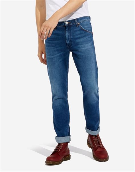Mens Jeans Wrangler Slim Fit High Waisted Denim Stretch Store Online